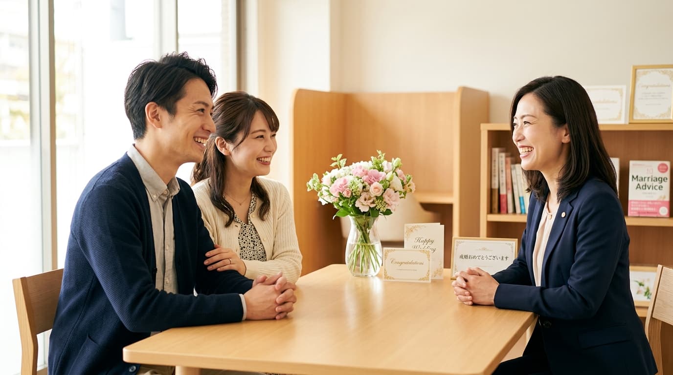 コーディネーターと会員さんが笑顔で話している様子