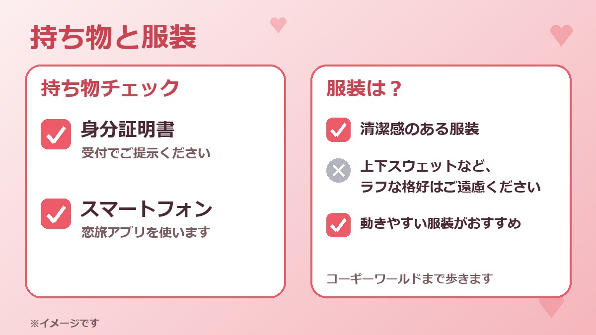 持ち物と服装のイメージ