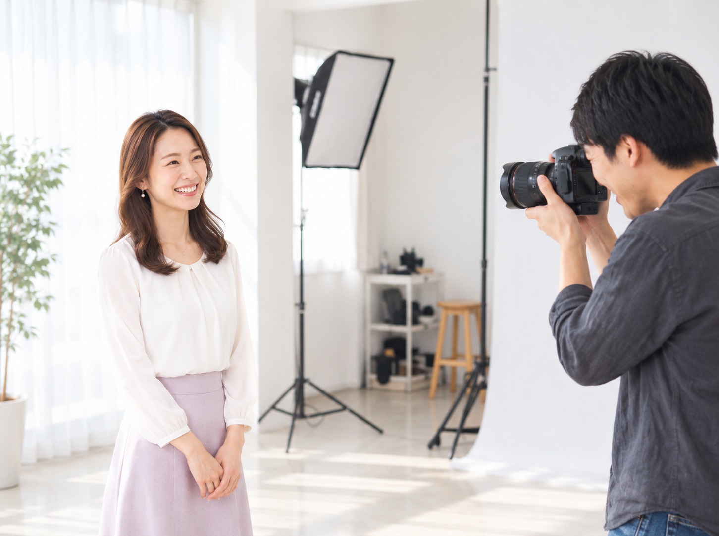 スタジオでのプロフィール写真撮影の様子