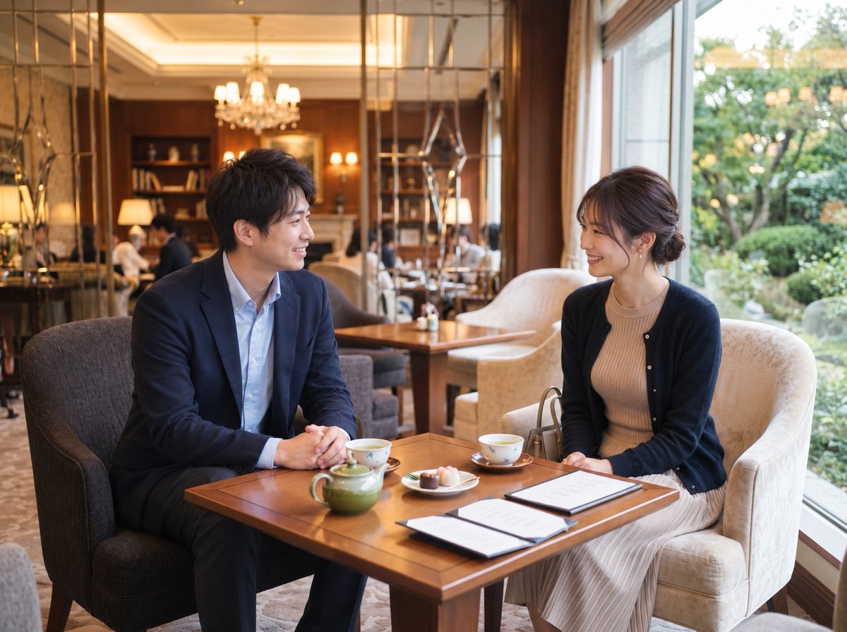 ホテルラウンジでの和やかなお見合い