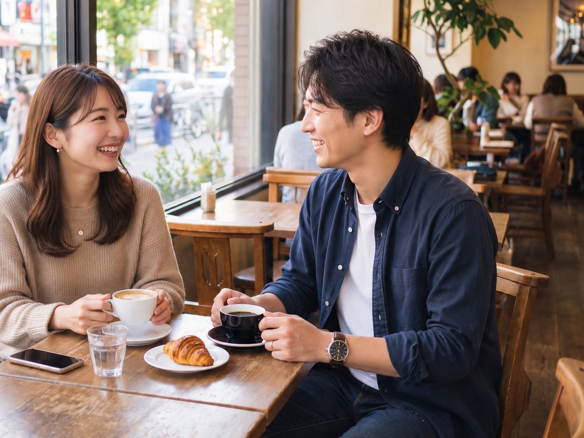 カフェデートを楽しむ二人